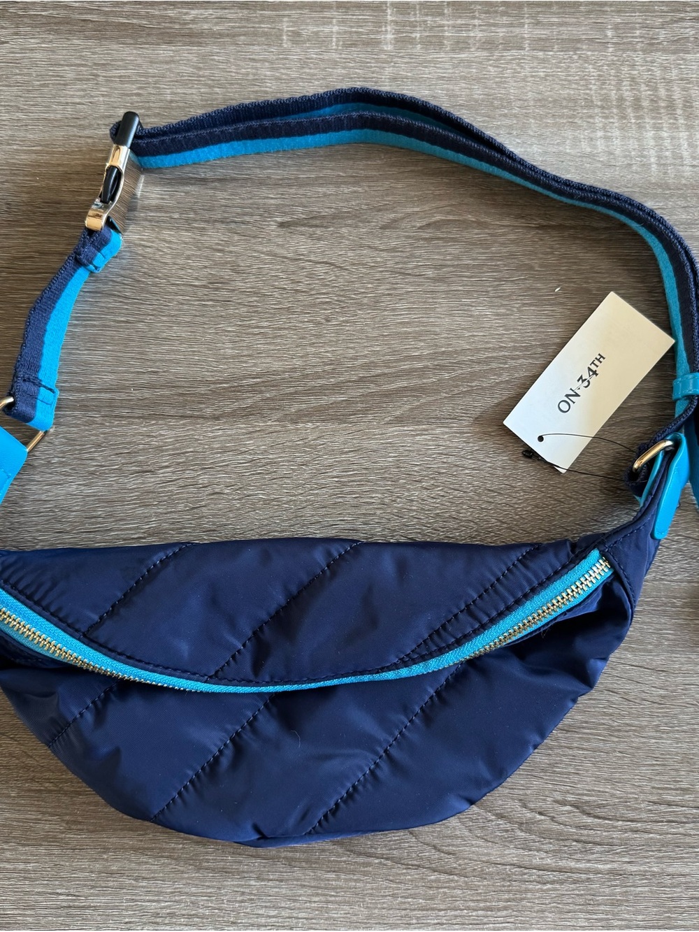 On 34th Macy’s Crossbody Nylon Belt Bag Blue Botte
